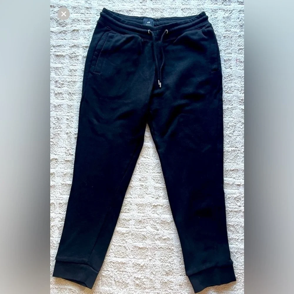 H&M Black Joggers with Tapered Ankle and Elastic Waistband